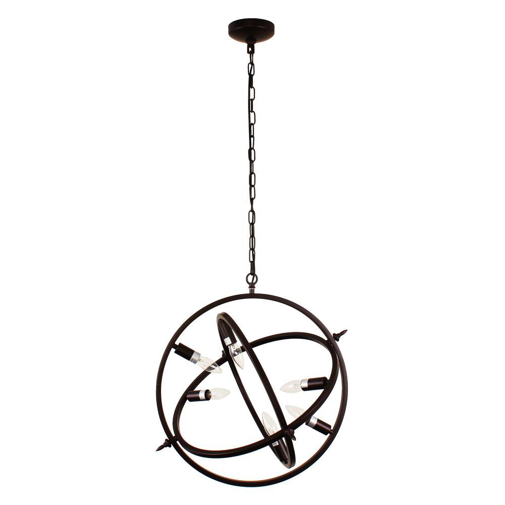 IRONCLAD Industrial 6 Light Oil Rubbed Bronze Ceiling Pendant 20" Wide. Picture 6