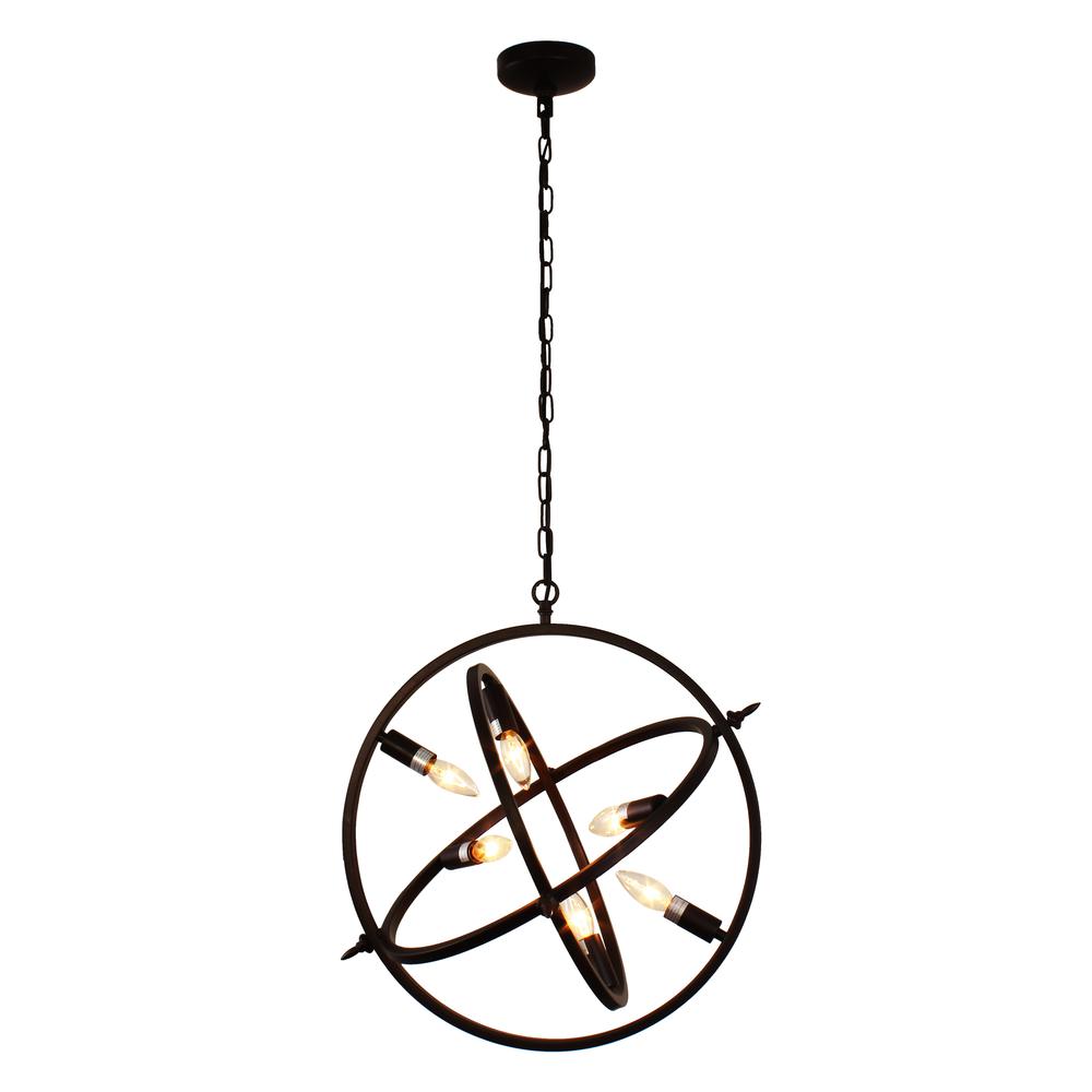 IRONCLAD Industrial 6 Light Oil Rubbed Bronze Ceiling Pendant 20" Wide. Picture 5