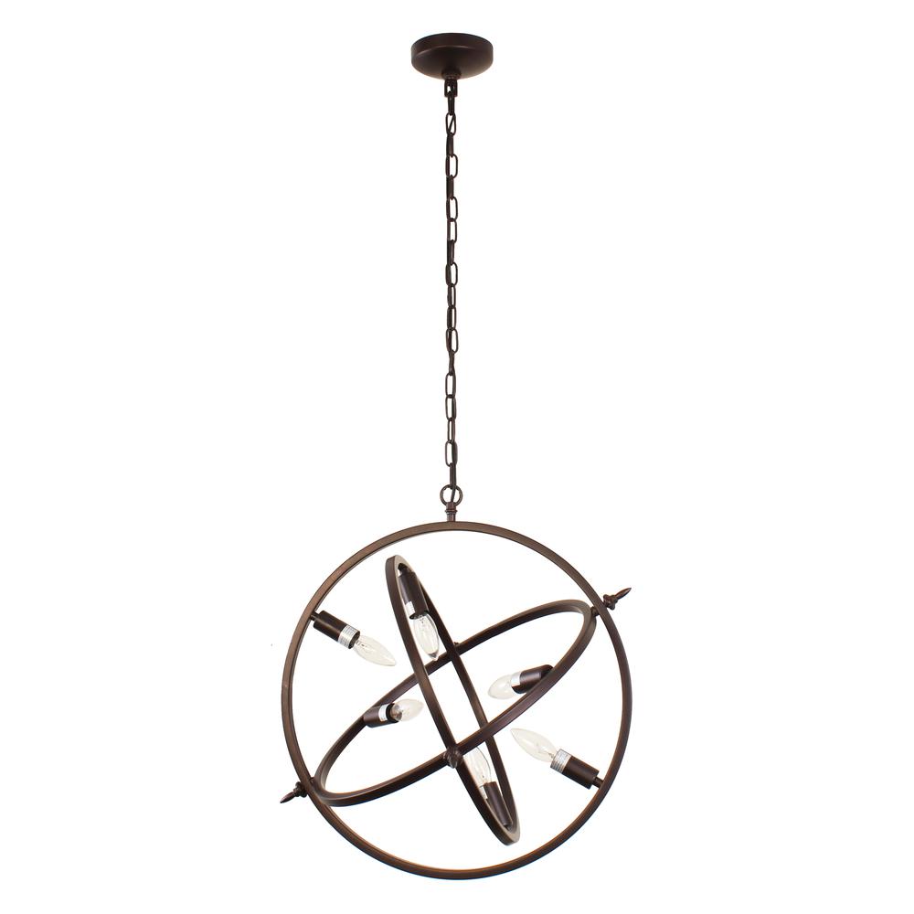 IRONCLAD Industrial 6 Light Oil Rubbed Bronze Ceiling Pendant 20" Wide. Picture 4