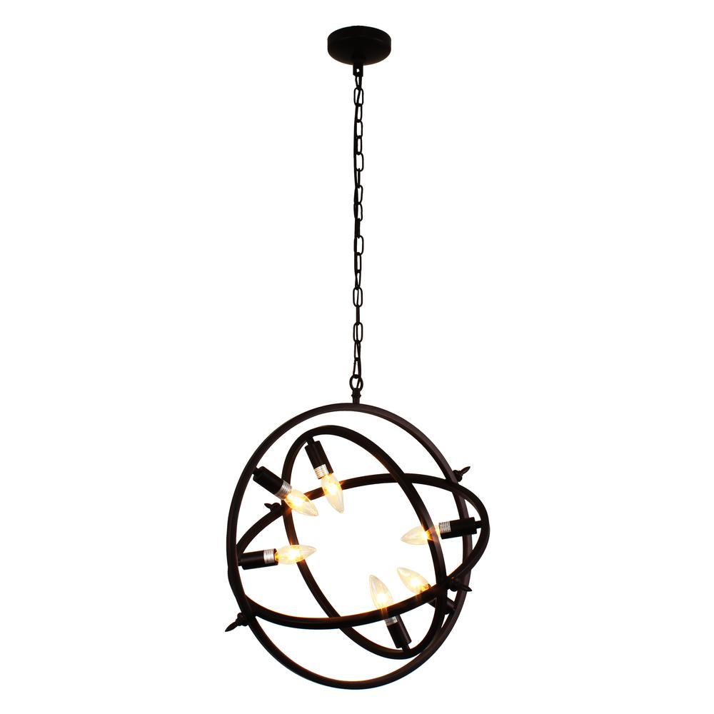 IRONCLAD Industrial 6 Light Oil Rubbed Bronze Ceiling Pendant 20" Wide. Picture 3