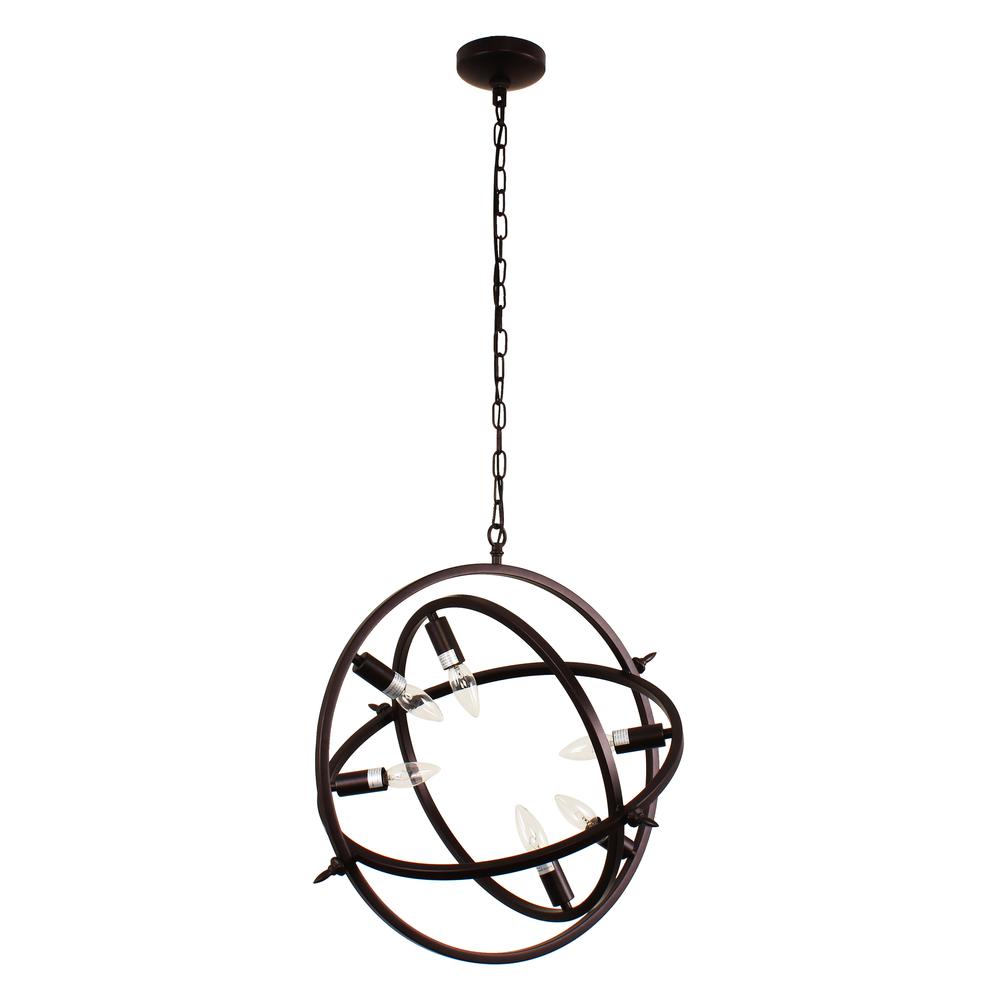 IRONCLAD Industrial 6 Light Oil Rubbed Bronze Ceiling Pendant 20" Wide. Picture 2