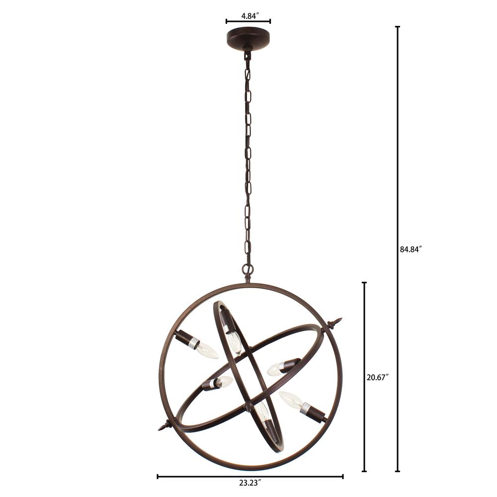 IRONCLAD Industrial 6 Light Oil Rubbed Bronze Ceiling Pendant 20" Wide. Picture 1