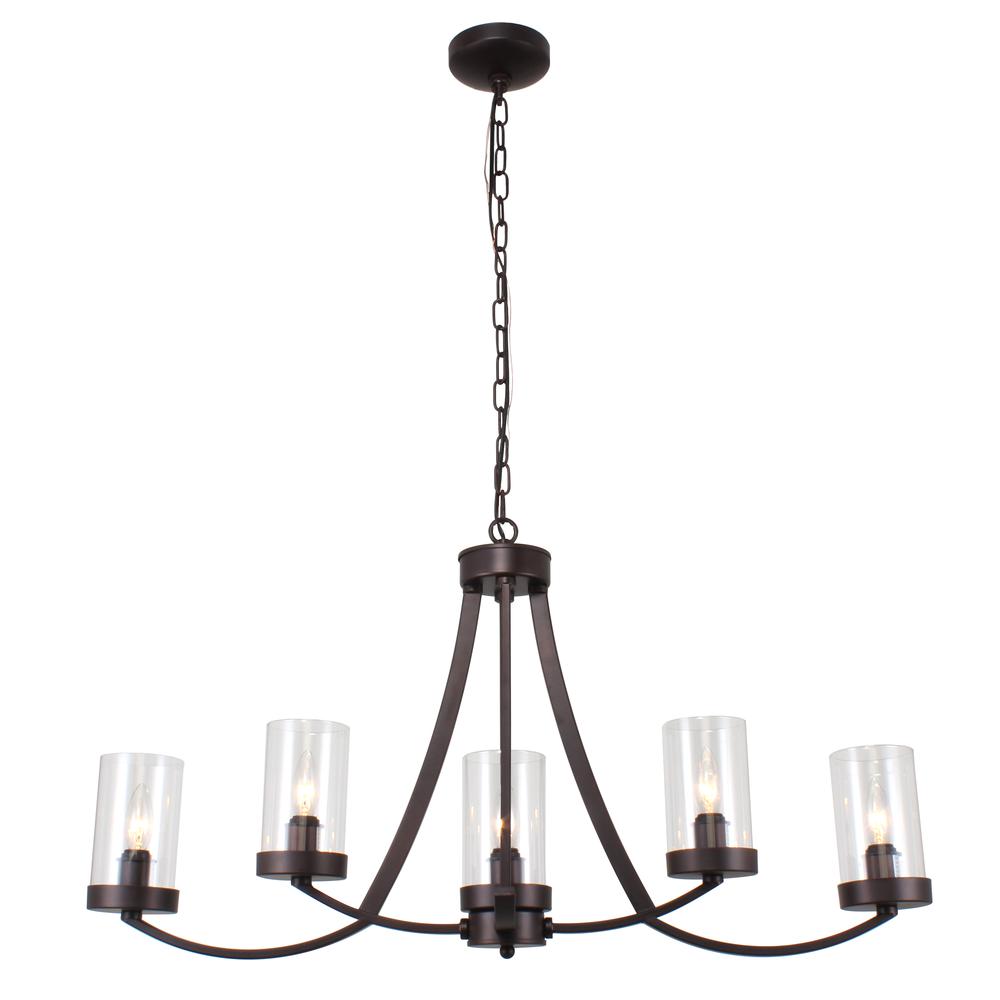 IDA Farmhouse 5 Light Rubbed Bronze Ceiling Pendant 35.5" Wide. Picture 6