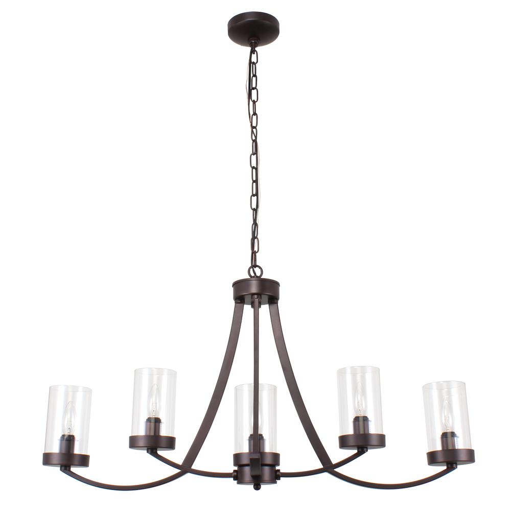 IDA Farmhouse 5 Light Rubbed Bronze Ceiling Pendant 35.5" Wide. Picture 5