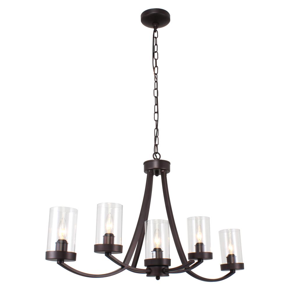 IDA Farmhouse 5 Light Rubbed Bronze Ceiling Pendant 35.5" Wide. Picture 4