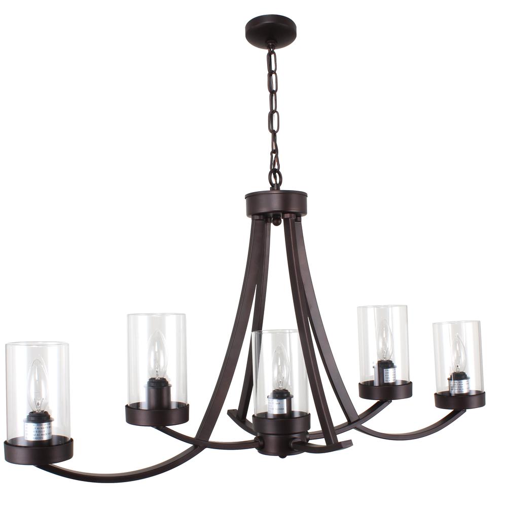 IDA Farmhouse 5 Light Rubbed Bronze Ceiling Pendant 35.5" Wide. Picture 3
