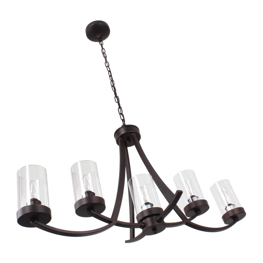 IDA Farmhouse 5 Light Rubbed Bronze Ceiling Pendant 35.5" Wide. Picture 2