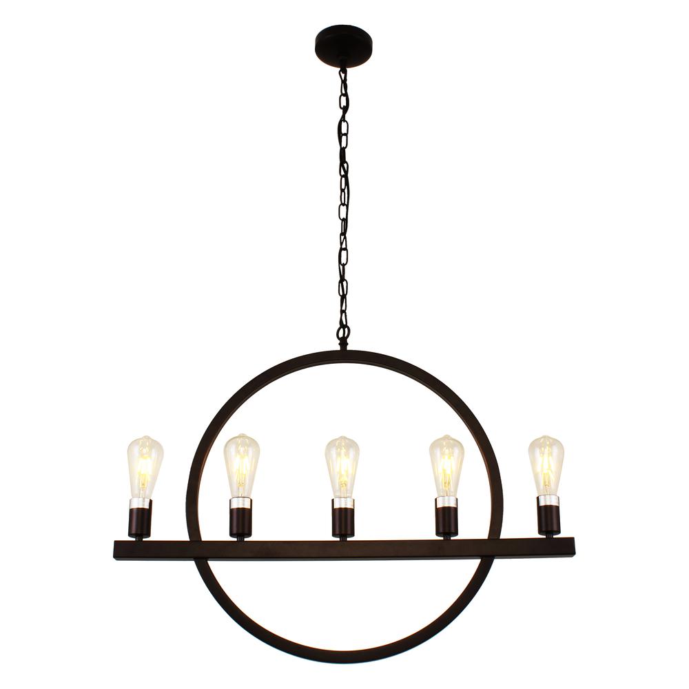 IRONCLAD Farmhouse 5 Light Oil Rubbed Bronze Ceiling Pendant 32" Wide. Picture 6