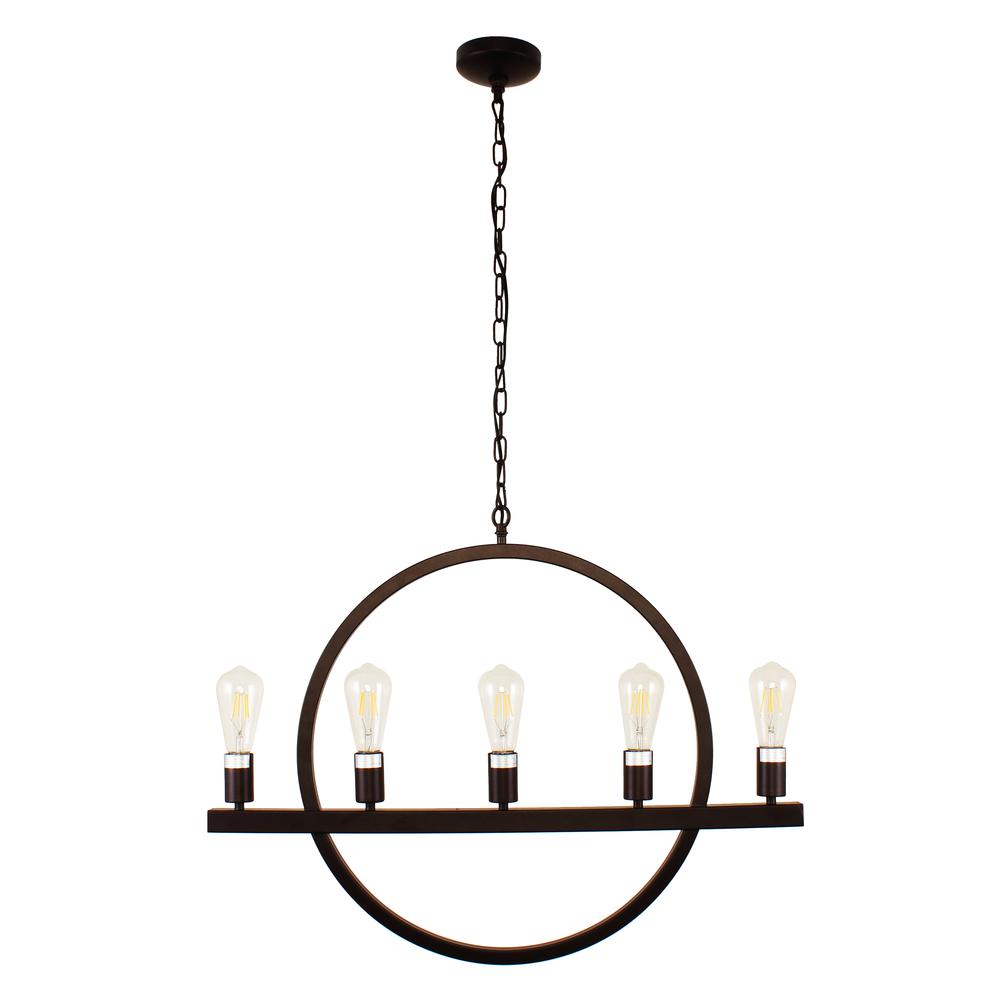 IRONCLAD Farmhouse 5 Light Oil Rubbed Bronze Ceiling Pendant 32" Wide. Picture 5