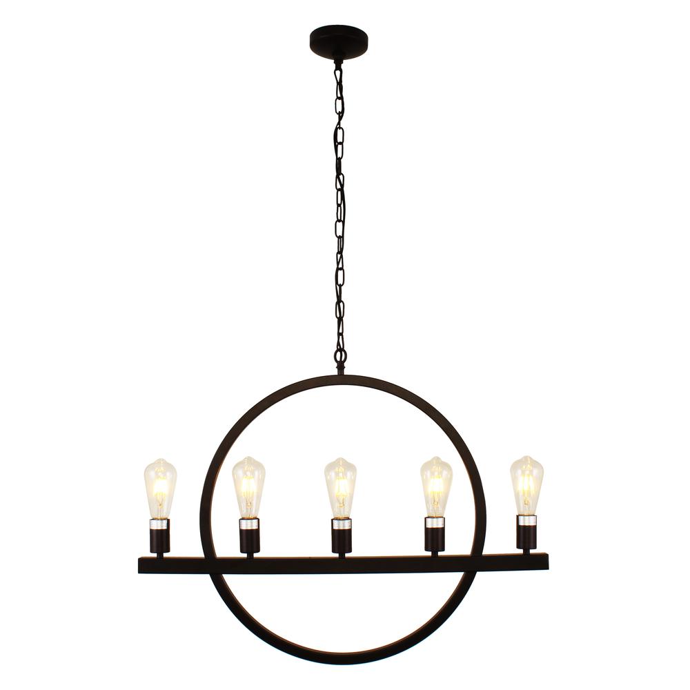 IRONCLAD Farmhouse 5 Light Oil Rubbed Bronze Ceiling Pendant 32" Wide. Picture 4