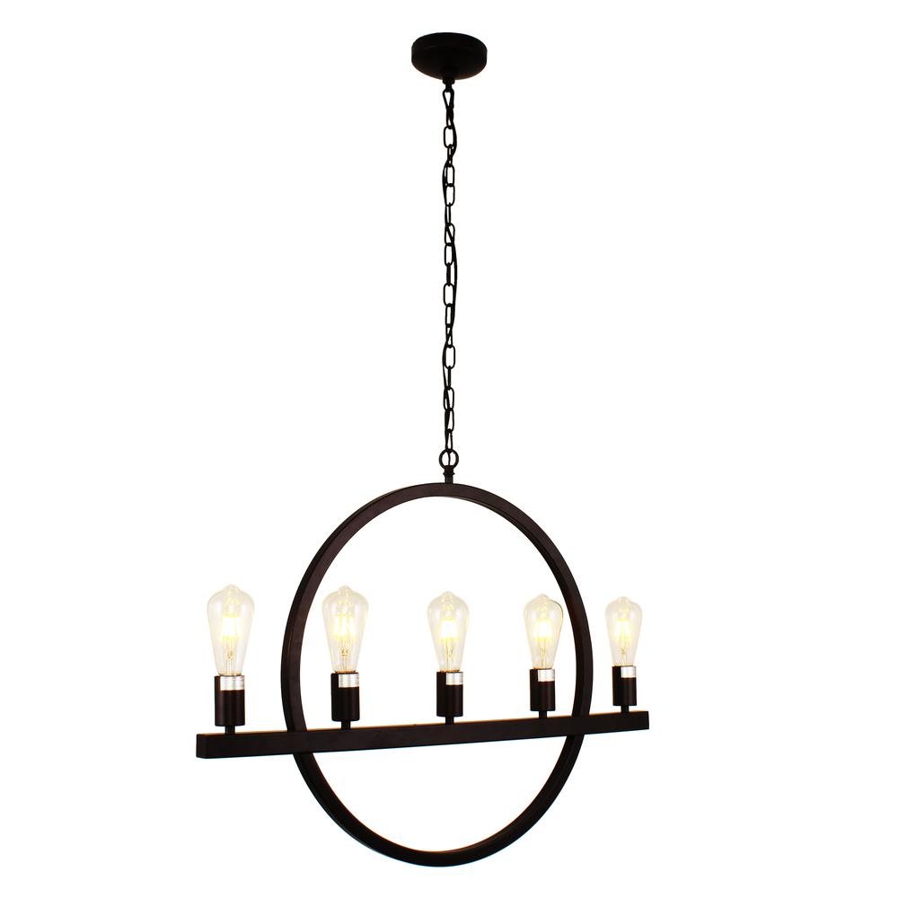 IRONCLAD Farmhouse 5 Light Oil Rubbed Bronze Ceiling Pendant 32" Wide. Picture 3
