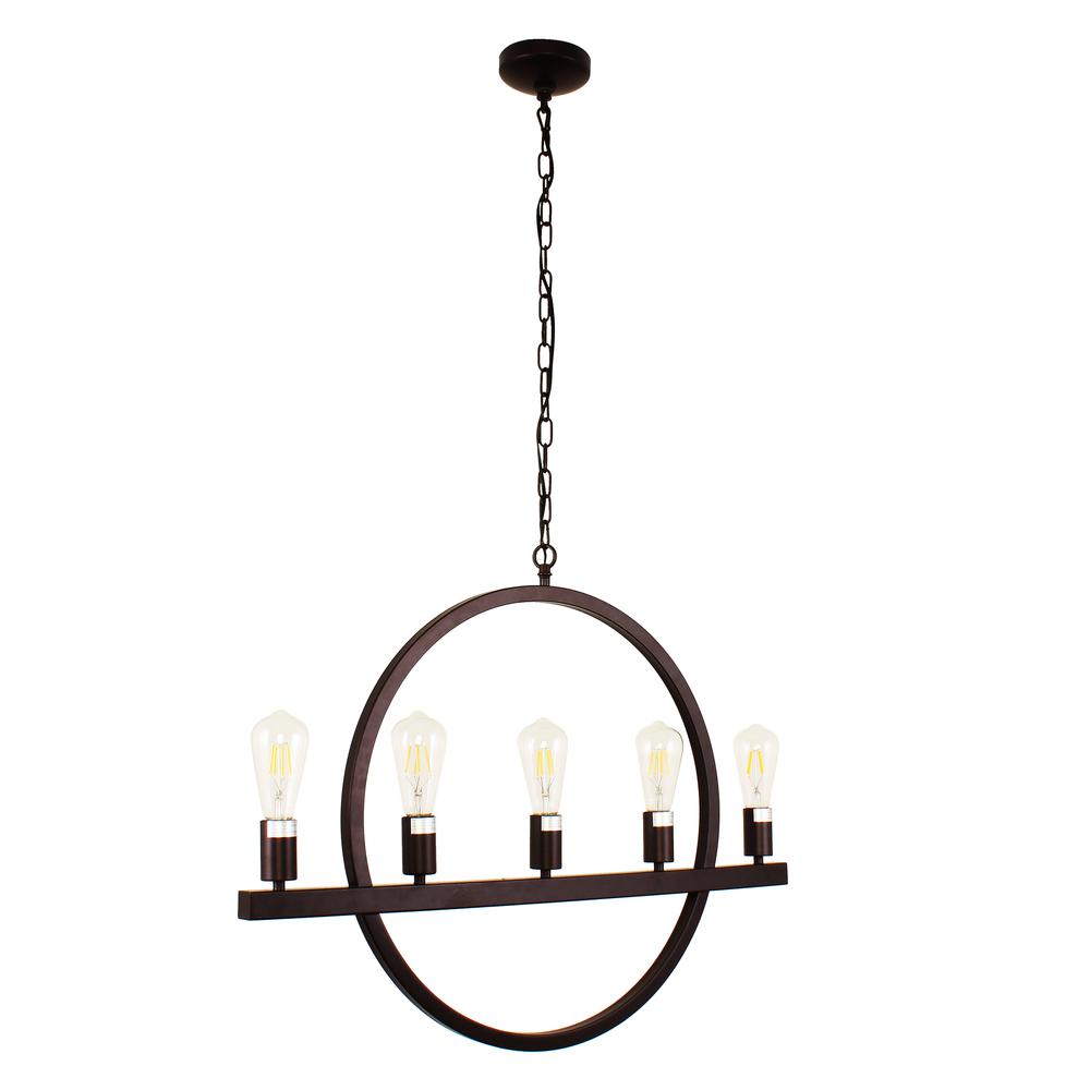 IRONCLAD Farmhouse 5 Light Oil Rubbed Bronze Ceiling Pendant 32" Wide. Picture 2