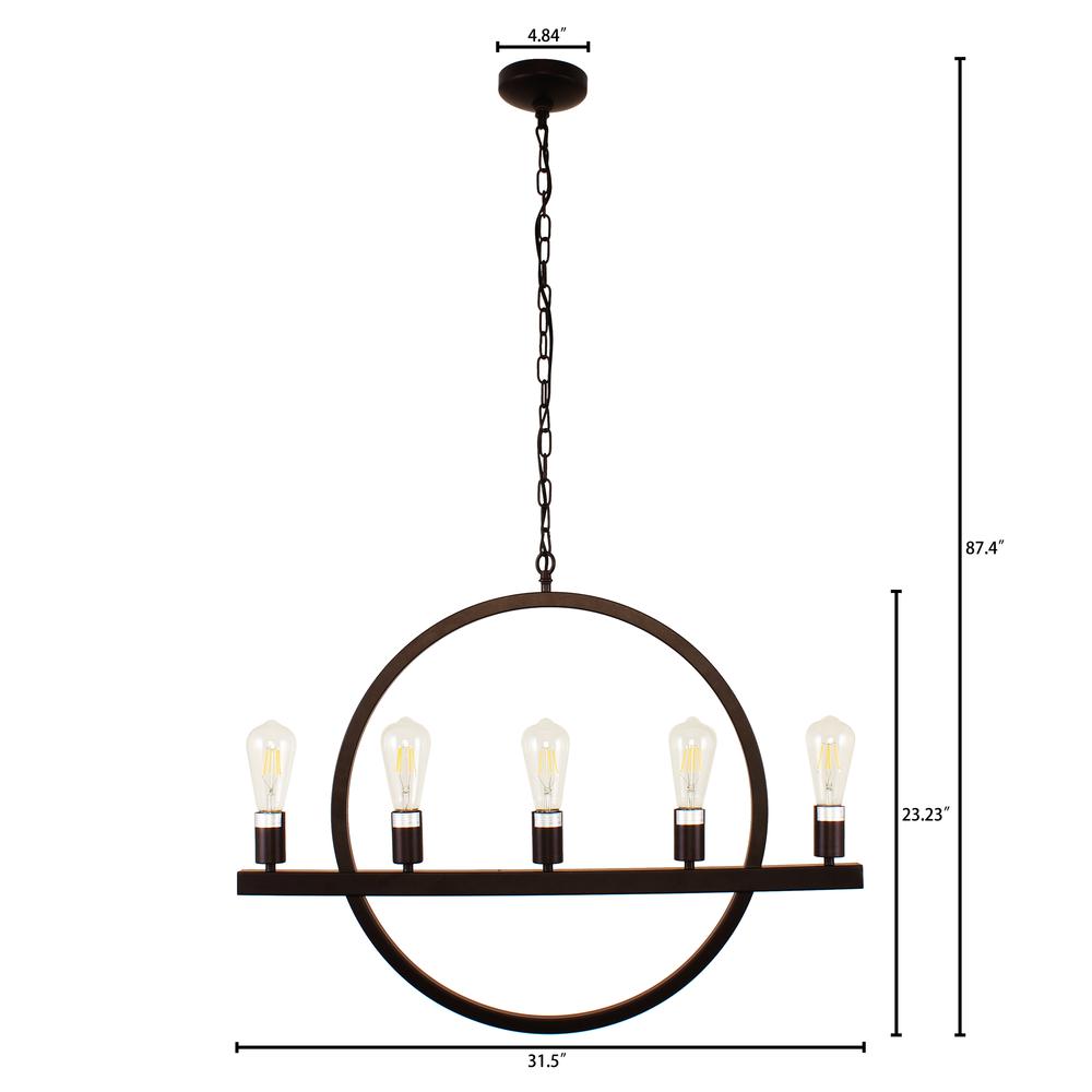 IRONCLAD Farmhouse 5 Light Oil Rubbed Bronze Ceiling Pendant 32" Wide. Picture 1