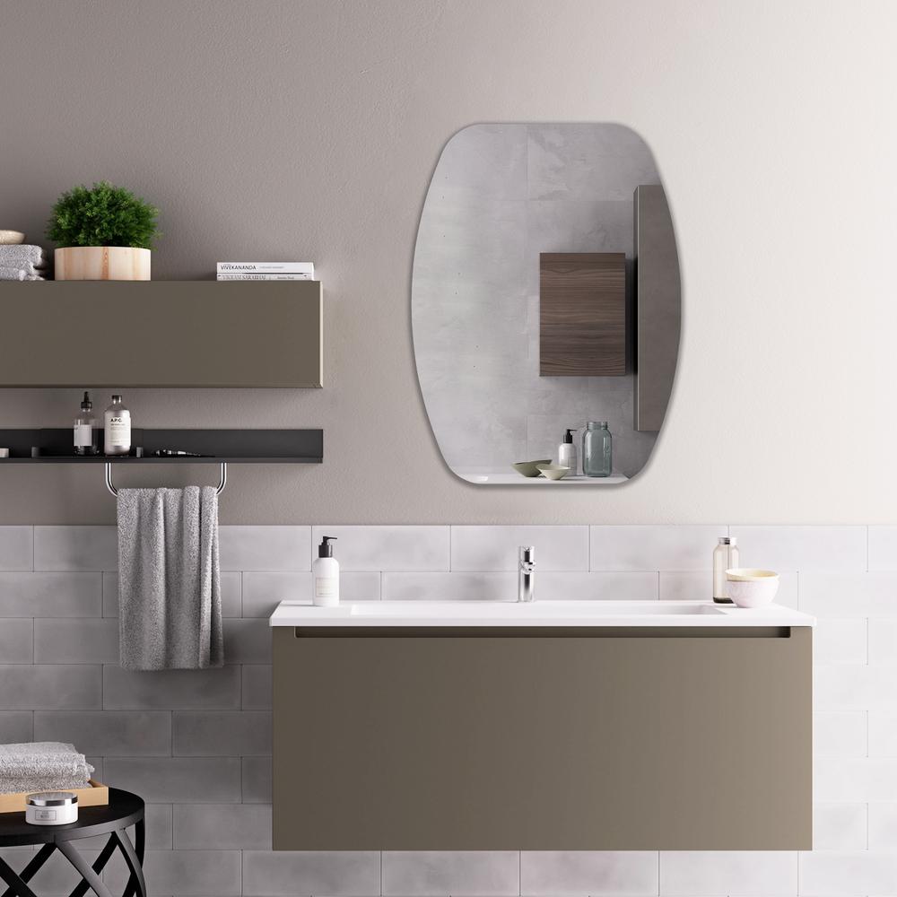 CHLOE's Reflection Verical/Horizontal Hanging Squared-Oval Shaped Frameless Wall Mirror 32" Height. Picture 5