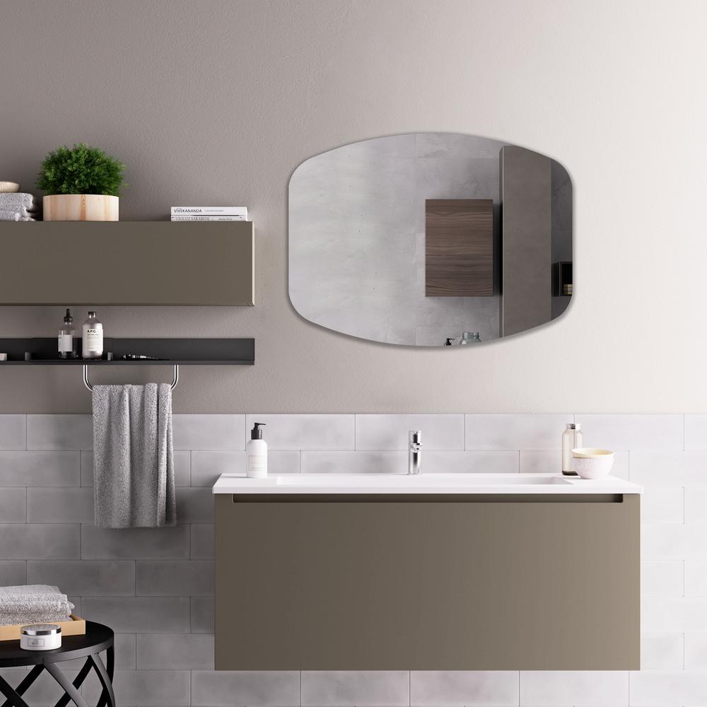 CHLOE's Reflection Verical/Horizontal Hanging Squared-Oval Shaped Frameless Wall Mirror 32" Height. Picture 3