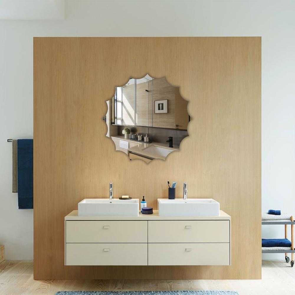 CHLOE's Reflection Vertical Hanging Sun Shaped Frameless Wall Mirror 32" Height. Picture 3