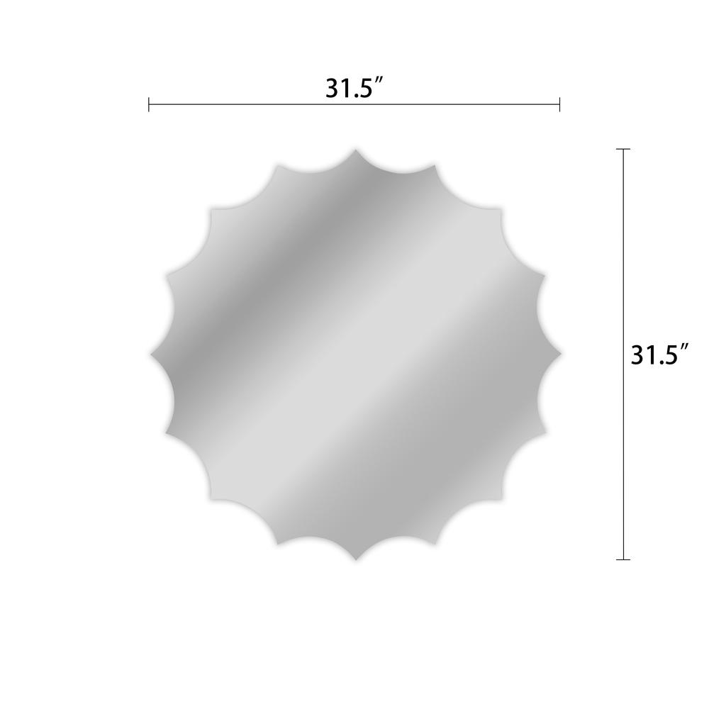 CHLOE's Reflection Vertical Hanging Sun Shaped Frameless Wall Mirror 32" Height. Picture 2