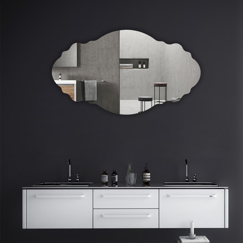 CHLOE's Reflection Horizontal Hanging Novelty Shaped Frameless Wall Mirror 24" Width. Picture 4