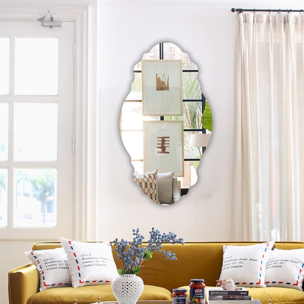 CHLOE's Reflection Horizontal Hanging Novelty Shaped Frameless Wall Mirror 24" Width. Picture 3