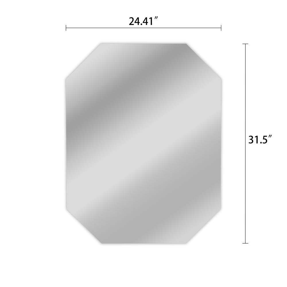CHLOE's Reflection Verical/Horizontal Hanging Rectangular-Octagon Frameless Wall Mirror 32" Height. Picture 2
