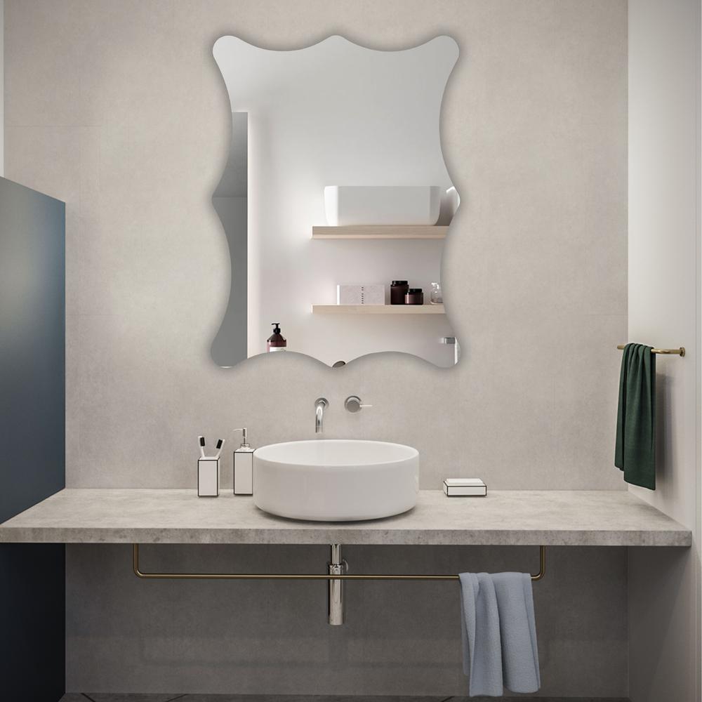 CHLOE's Reflection Verical/Horizontal Hanging Rectangle Shaped Frameless Wall Mirror 32" Height. Picture 5