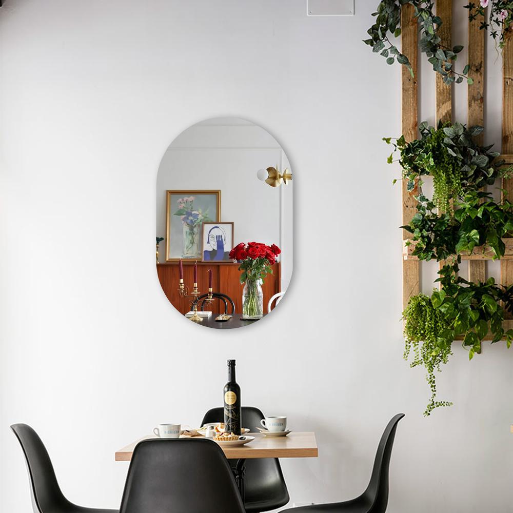 CHLOE's Reflection Verical/Horizontal Hanging Round Shaped Frameless Wall Mirror 33" Height. Picture 4