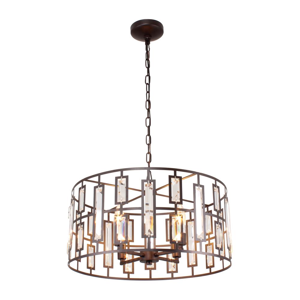 NAOMI Contemporary 4 Light Rubbed Bronze Ceiling Pendant 20" Wide. Picture 6