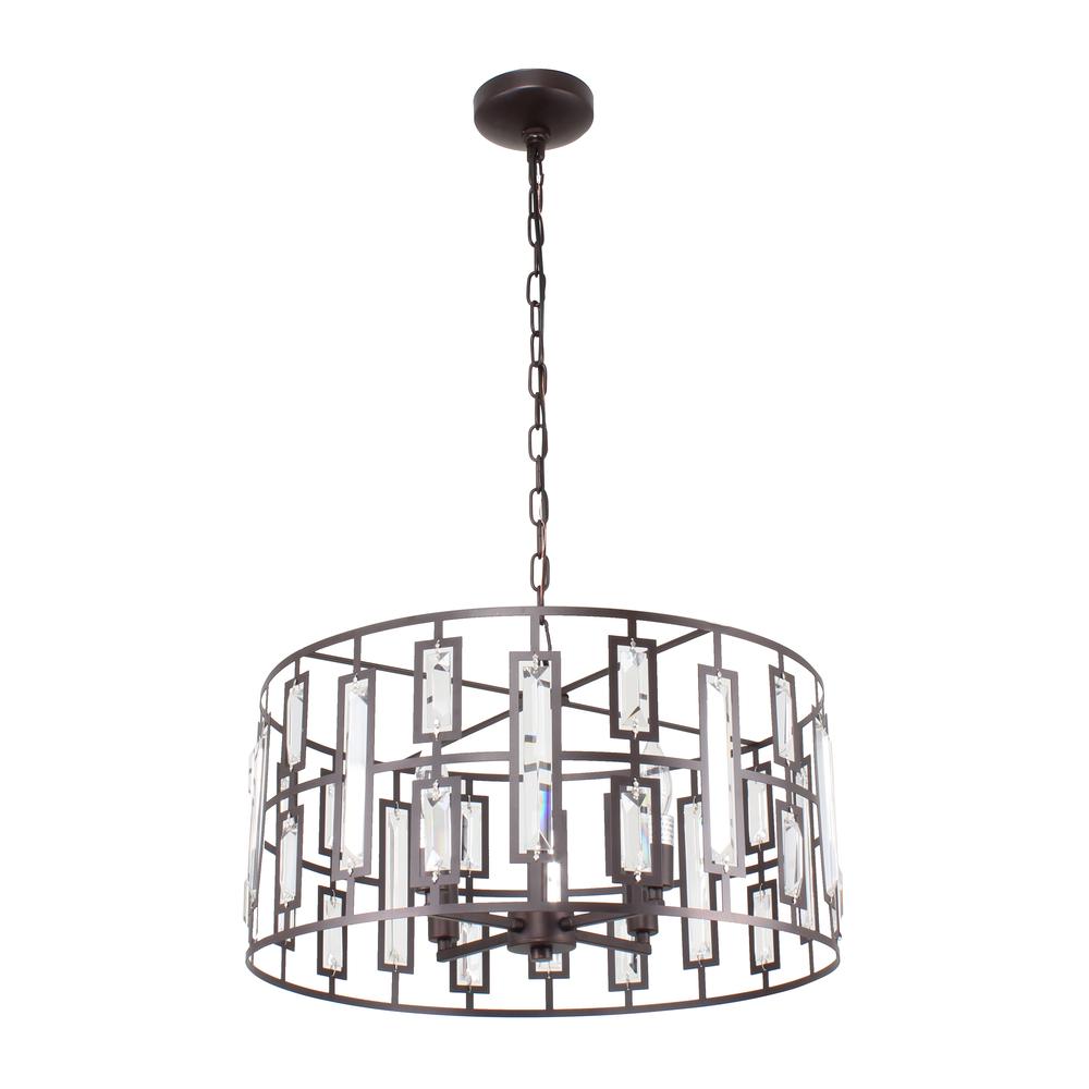 NAOMI Contemporary 4 Light Rubbed Bronze Ceiling Pendant 20" Wide. Picture 5