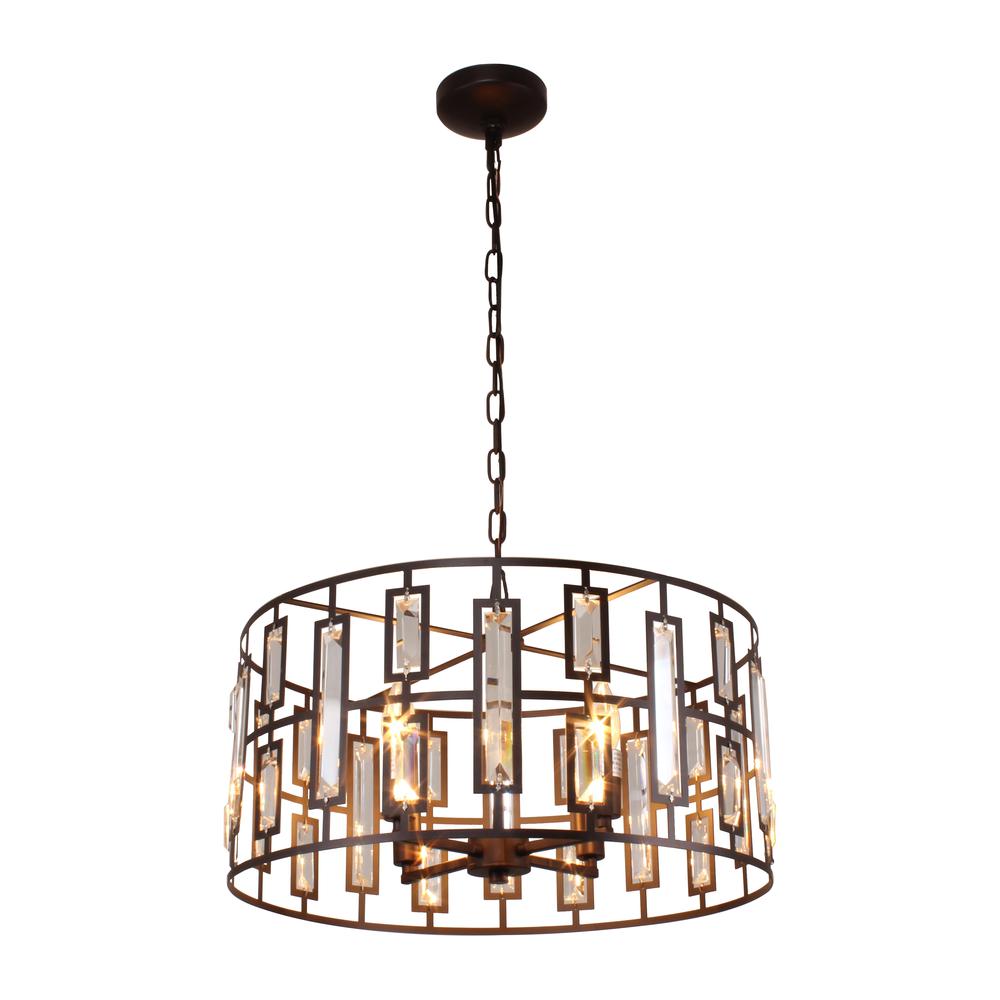 NAOMI Contemporary 4 Light Rubbed Bronze Ceiling Pendant 20" Wide. Picture 4