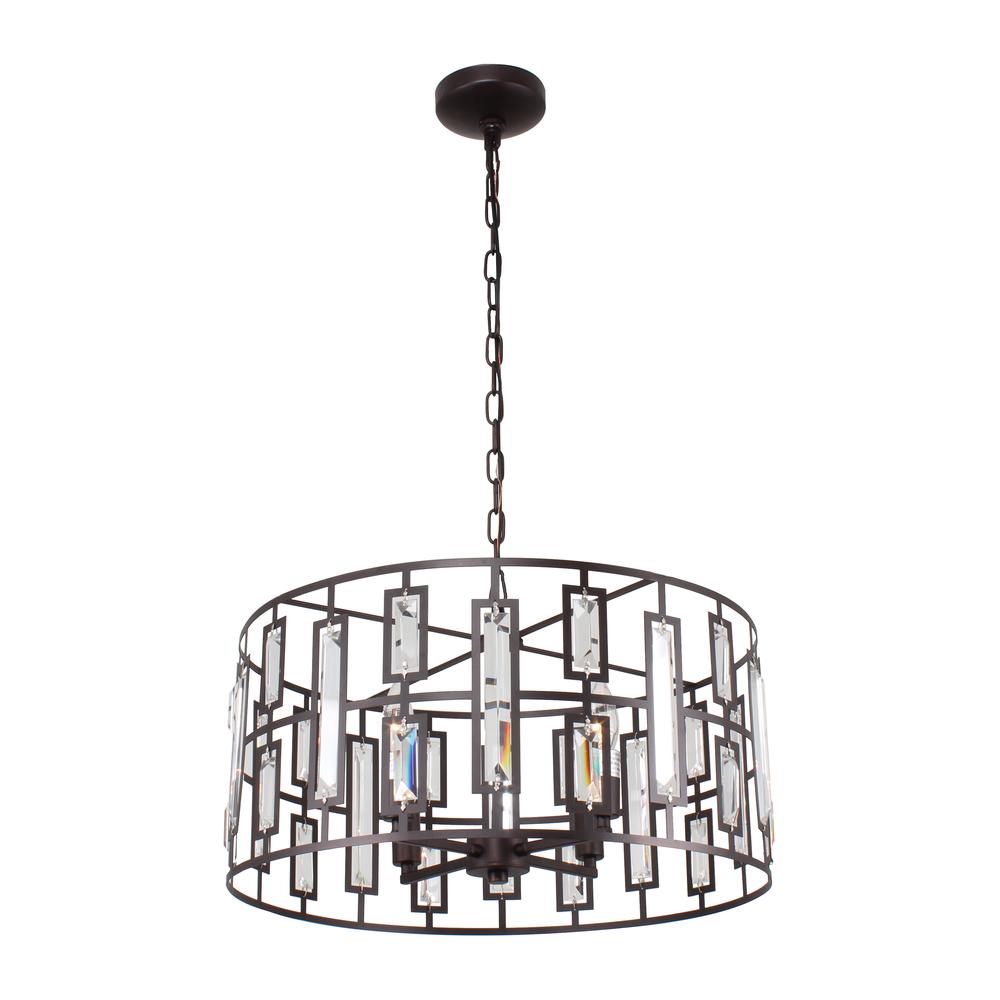 NAOMI Contemporary 4 Light Rubbed Bronze Ceiling Pendant 20" Wide. Picture 3