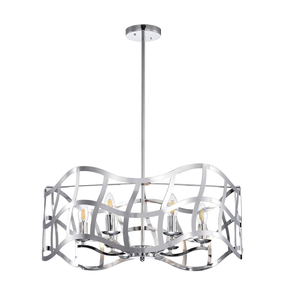 WILLOW Transitional 6 Light Chrome Ceiling Pendant 25" Wide. Picture 6