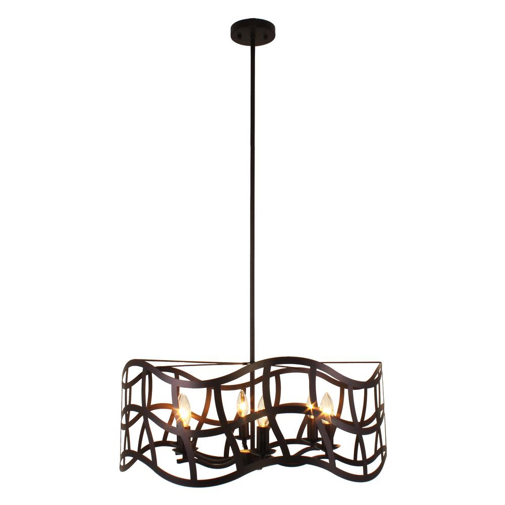 WILLOW Transitional 6 Light Oil Rubbed Bronze Ceiling Pendant 25" Wide. Picture 7