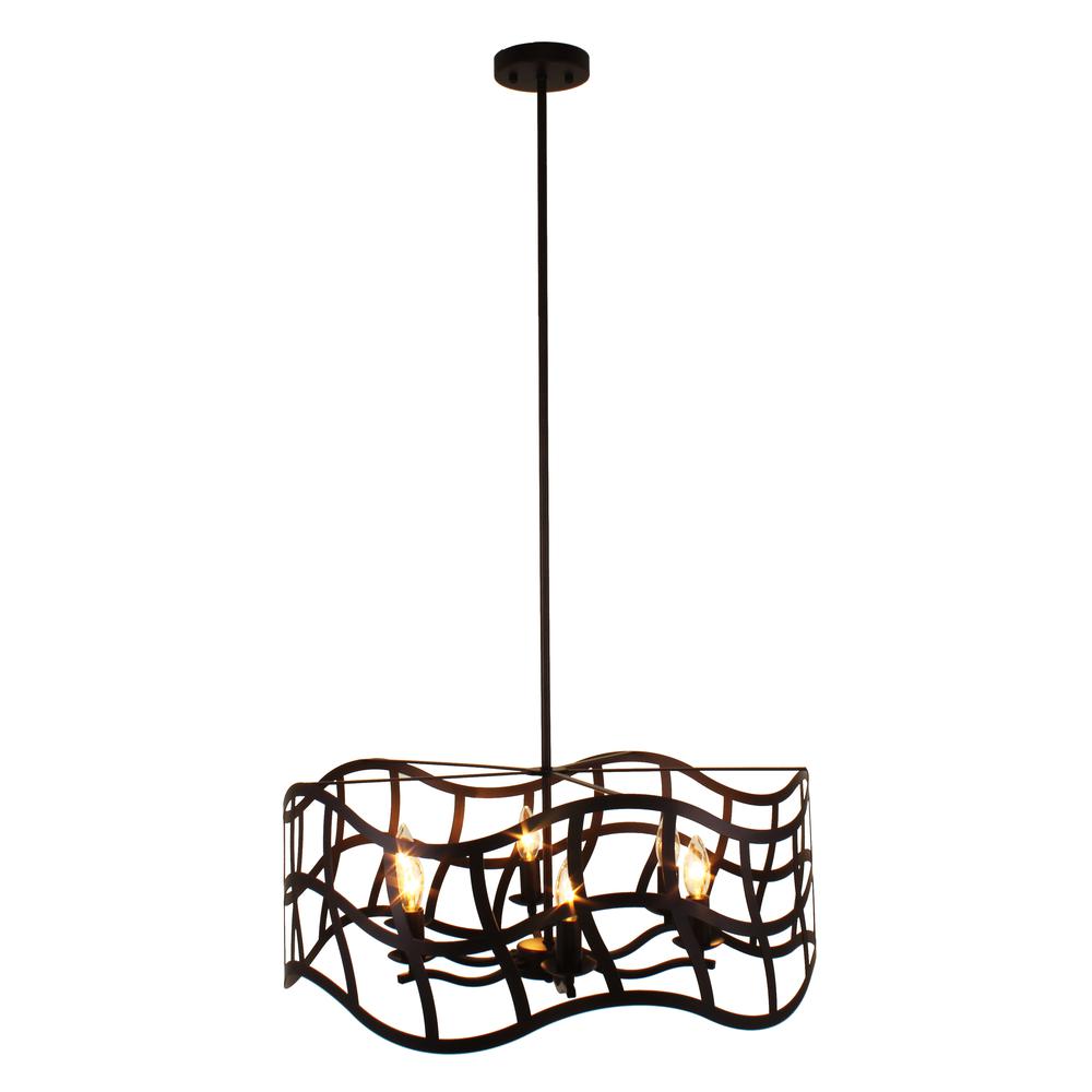 WILLOW Transitional 6 Light Oil Rubbed Bronze Ceiling Pendant 25" Wide. Picture 5