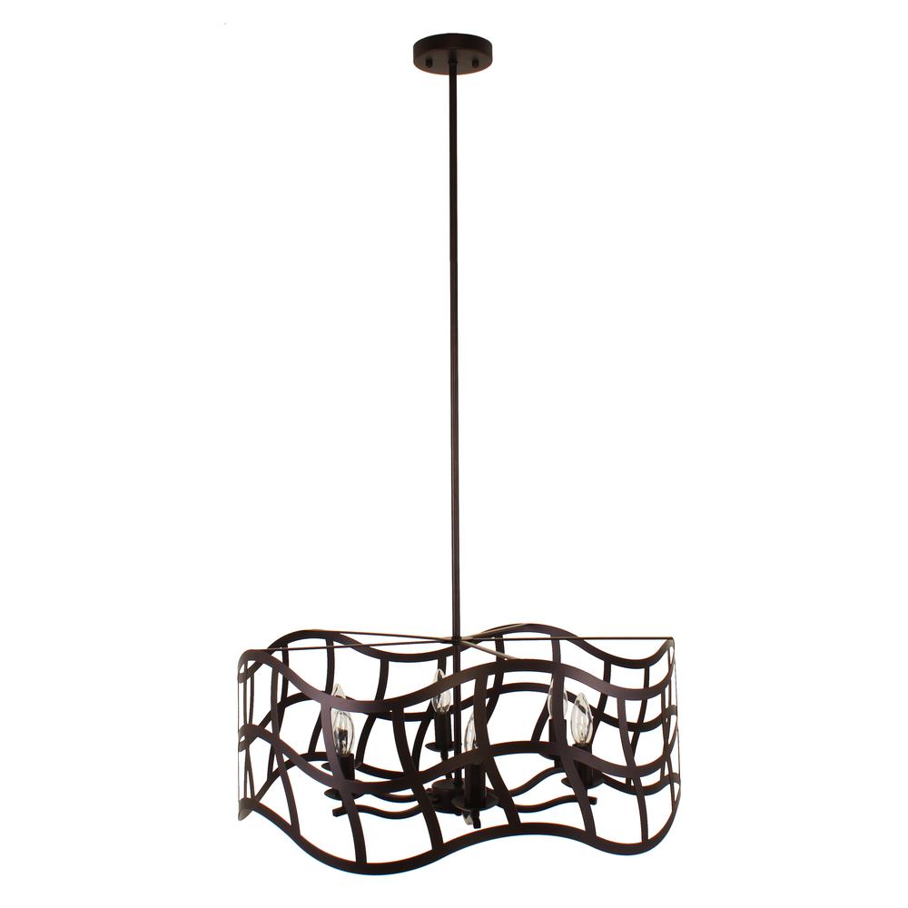 WILLOW Transitional 6 Light Oil Rubbed Bronze Ceiling Pendant 25" Wide. Picture 4