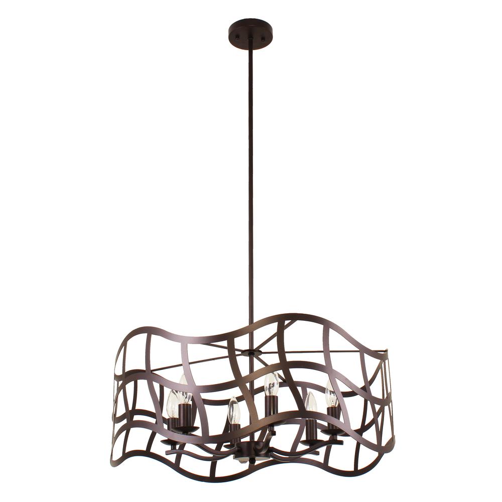 WILLOW Transitional 6 Light Oil Rubbed Bronze Ceiling Pendant 25" Wide. Picture 2