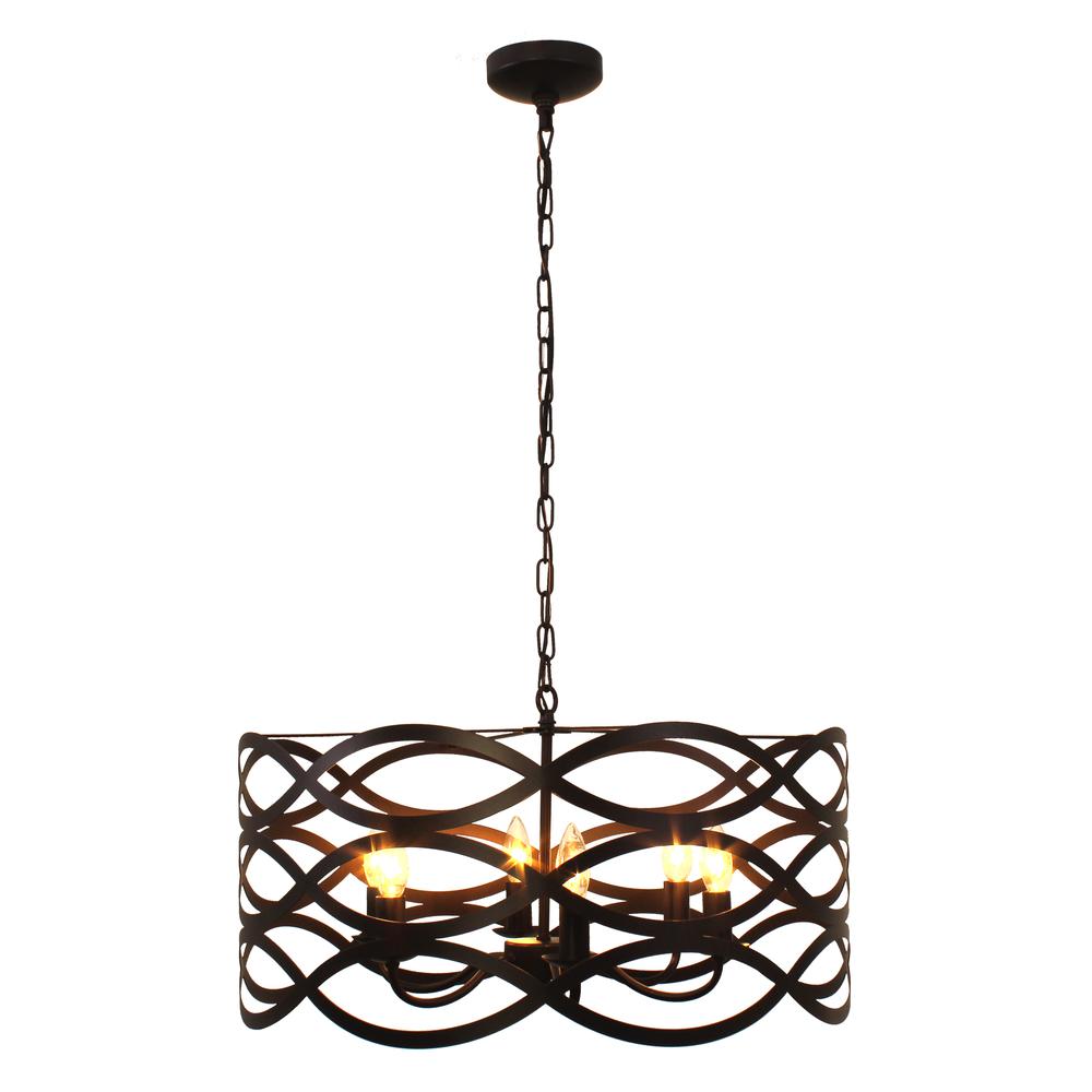 CAPELLA Transitional 6 Light Oil Rubbed Bronze Ceiling Pendant 24" Wide. Picture 3