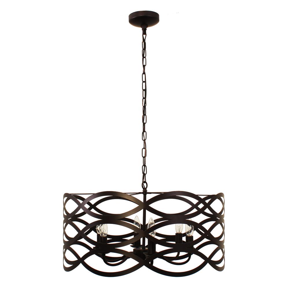 CAPELLA Transitional 6 Light Oil Rubbed Bronze Ceiling Pendant 24" Wide. Picture 2