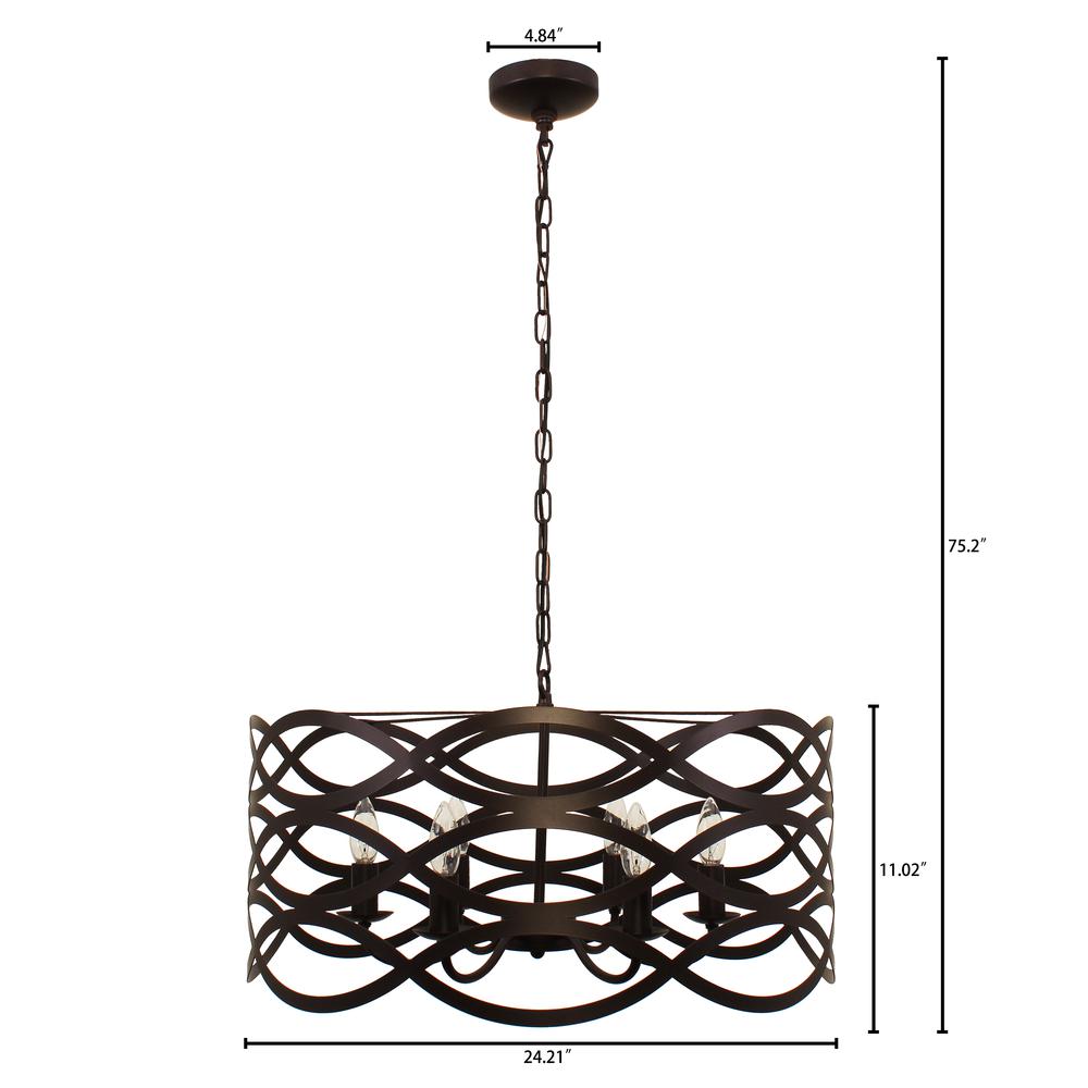 CAPELLA Transitional 6 Light Oil Rubbed Bronze Ceiling Pendant 24" Wide. Picture 1