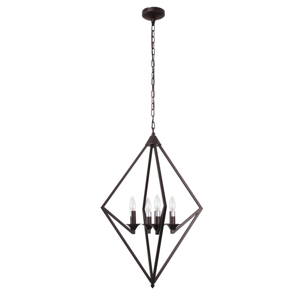 KYRA Transitional 4 Light Rubbed Bronze Ceiling Pendant 19.5" Wide. Picture 5
