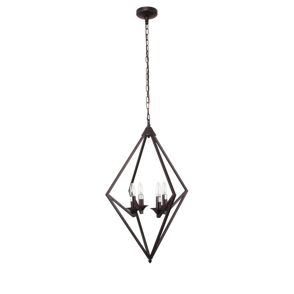 KYRA Transitional 4 Light Rubbed Bronze Ceiling Pendant 19.5" Wide. Picture 2