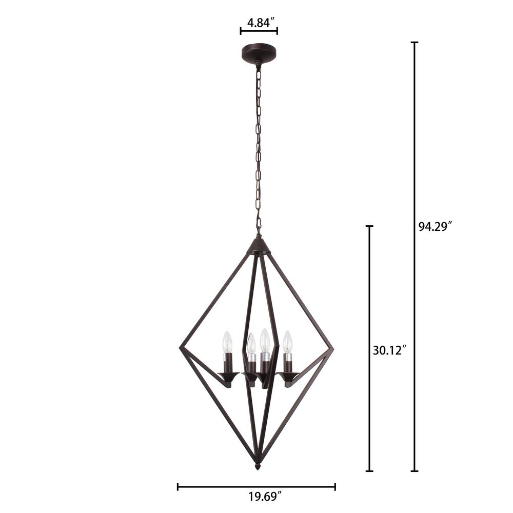 KYRA Transitional 4 Light Rubbed Bronze Ceiling Pendant 19.5" Wide. Picture 1