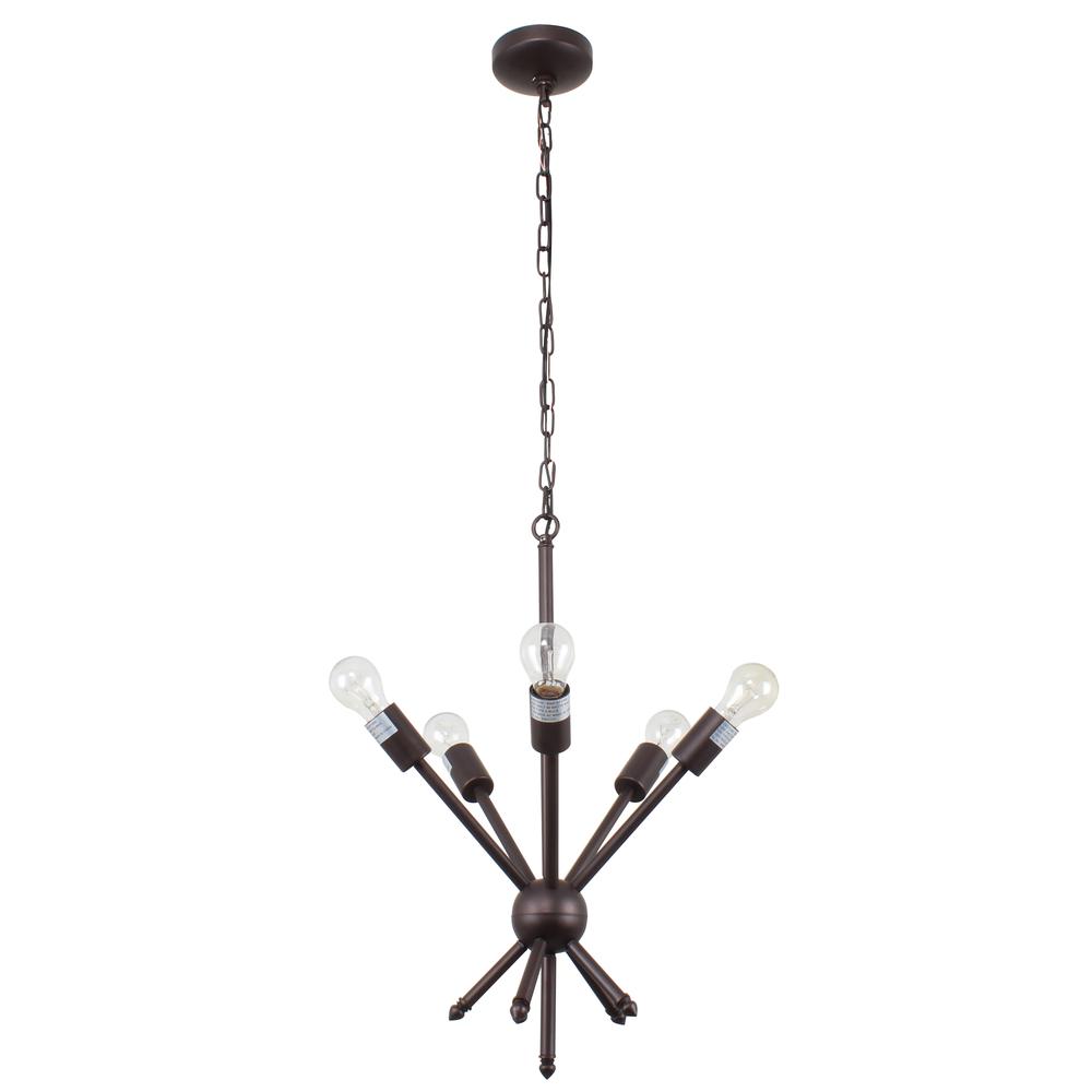 FREYA Transitional 5 Light Rubbed Bronze Ceiling Pendant 16" Wide. Picture 2