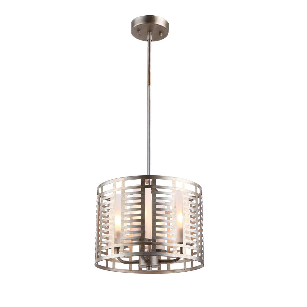 AVERY Industrial 4 Lights Antique Silver Ceiling Pendant 12" Wide. Picture 3
