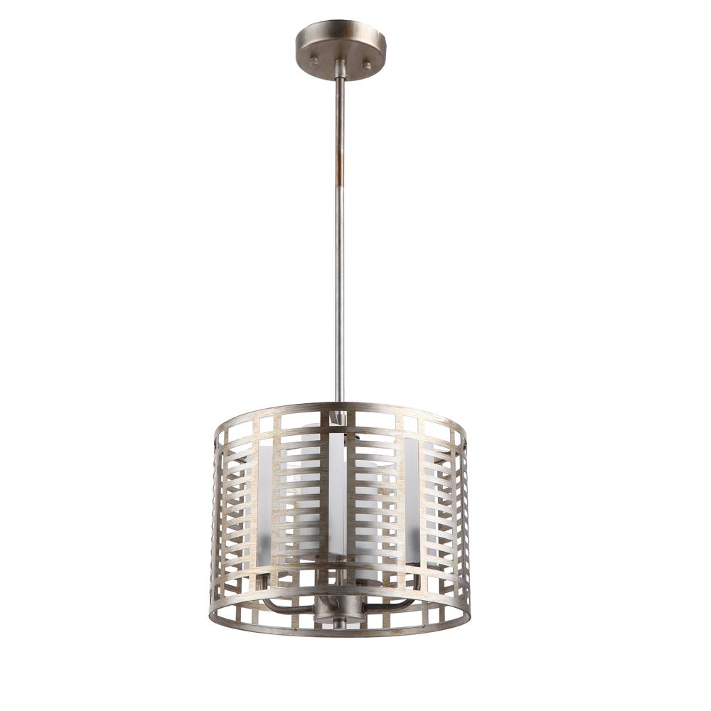 AVERY Industrial 4 Lights Antique Silver Ceiling Pendant 12" Wide. Picture 2