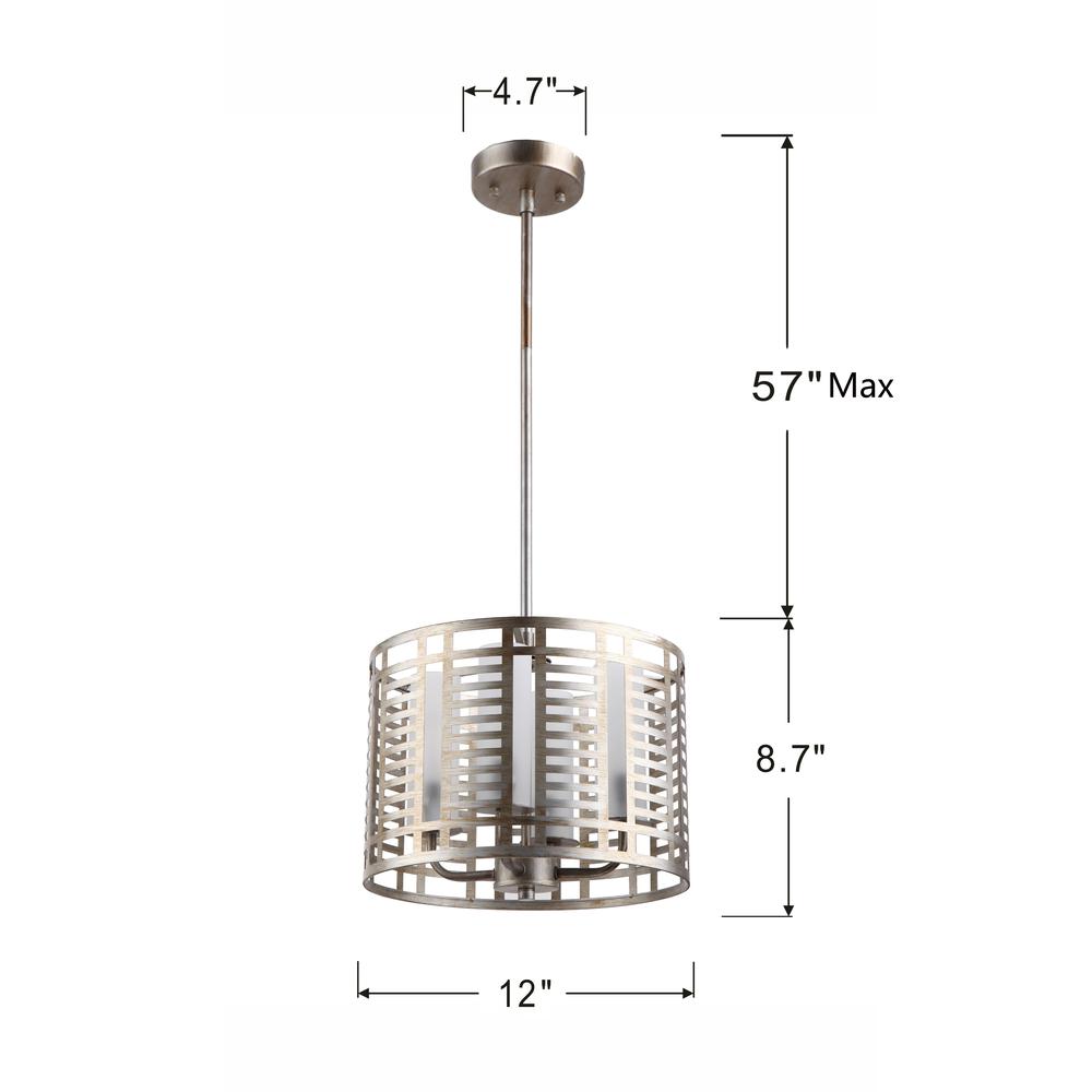 AVERY Industrial 4 Lights Antique Silver Ceiling Pendant 12" Wide. Picture 1
