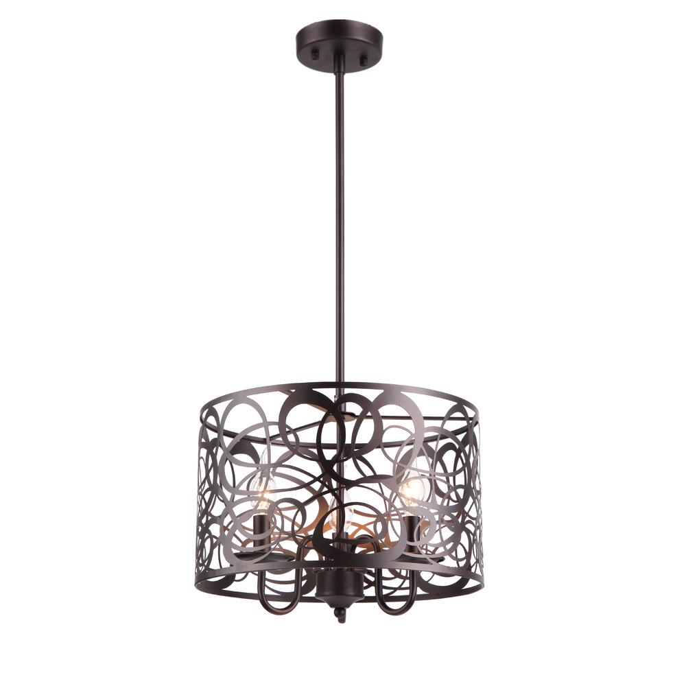 ARIANNA Farmhouse 3 Lights Rubbed Bronze Ceiling Pendant 14" Wide. Picture 3