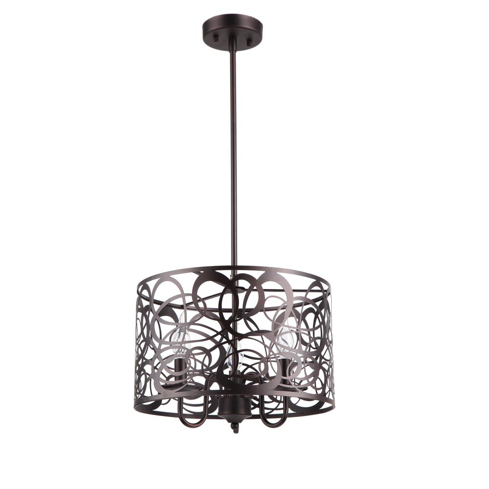 ARIANNA Farmhouse 3 Lights Rubbed Bronze Ceiling Pendant 14" Wide. Picture 2