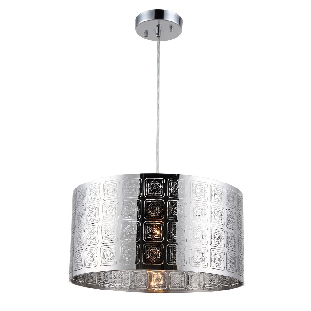 SIERRA Farmhouse 1 Light Chrome Ceiling Pendant 15" Wide. Picture 3