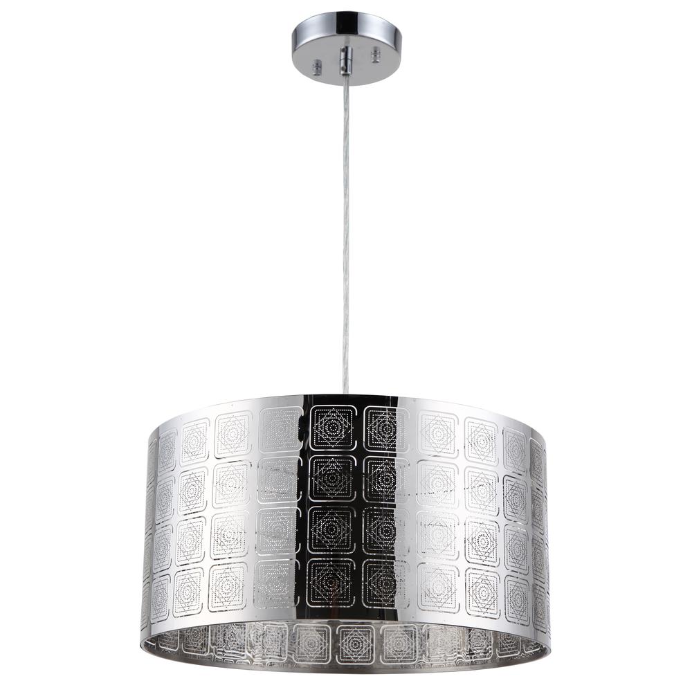 SIERRA Farmhouse 1 Light Chrome Ceiling Pendant 15" Wide. Picture 2