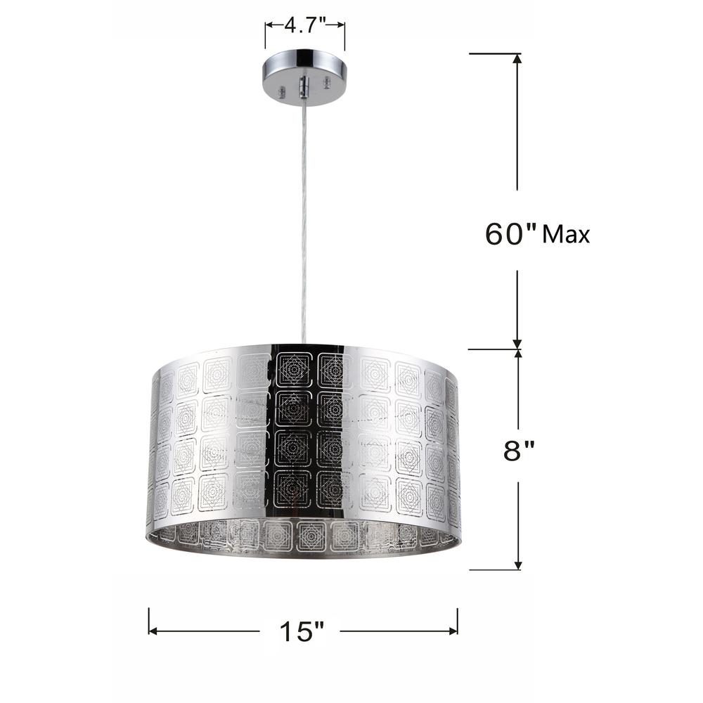 SIERRA Farmhouse 1 Light Chrome Ceiling Pendant 15" Wide. Picture 1